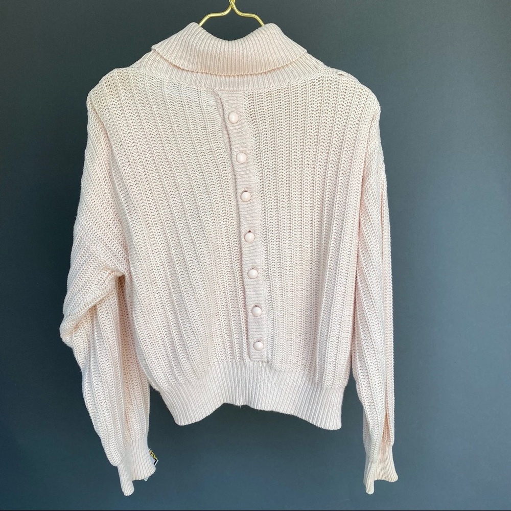 VINTAGE light pink CASUAL CORNER TURTLENECK Ramie/cotton KNIT SWEATER size M - Picture 2 of 6